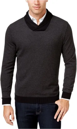 Tasso Elba Mens Rice Stitch Cotton Shawl-Collar Sweater