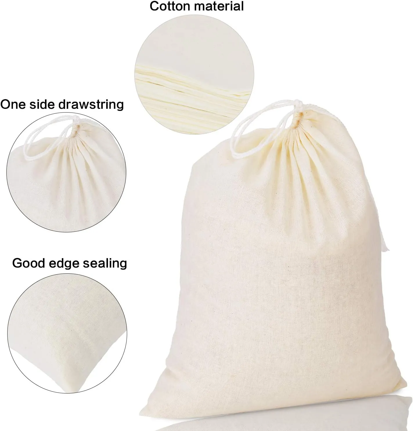 Tatuo 50 Pieces Muslin Bags Cotton Drawstring Bags Sachet Bag for Home Supplies (8 x 10 Inches)