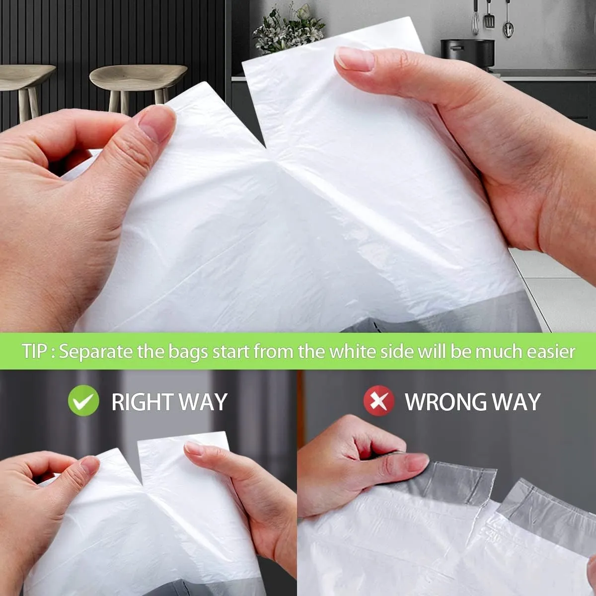 Teivio 15 Gallon 100 Counts Strong Tall Kitchen Drawstring Trash Bags, Medium Plastic Garbage Bags for Home Kitchen Garden Office Tall Trash Can, White Waste Bin Liners