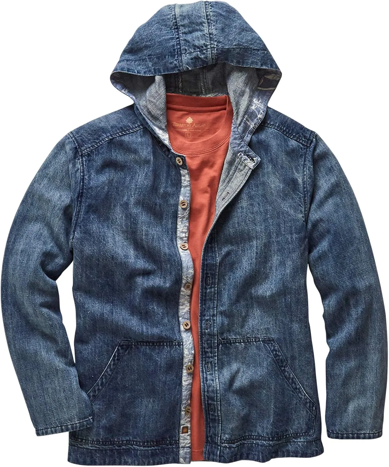 Territory Ahead Mens Cotton Linen Denim Hoodie Jacket
