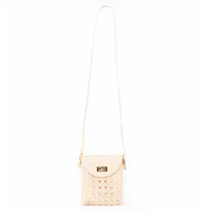 THE ELLIE Cream Rattan Woven Crossbody Bag
