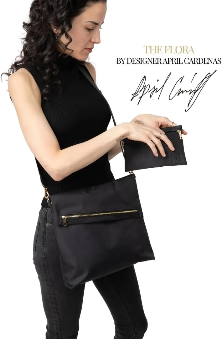 The Flora Smell-Proof Crossbody Nylon Purse w Removable Pouch - Flower-friendly bag w Sealed Zippers and Pockets for secrets