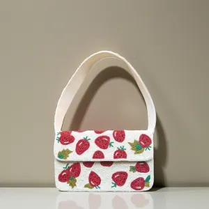 The Mellie Strawberry Beaded Shoulder Bag