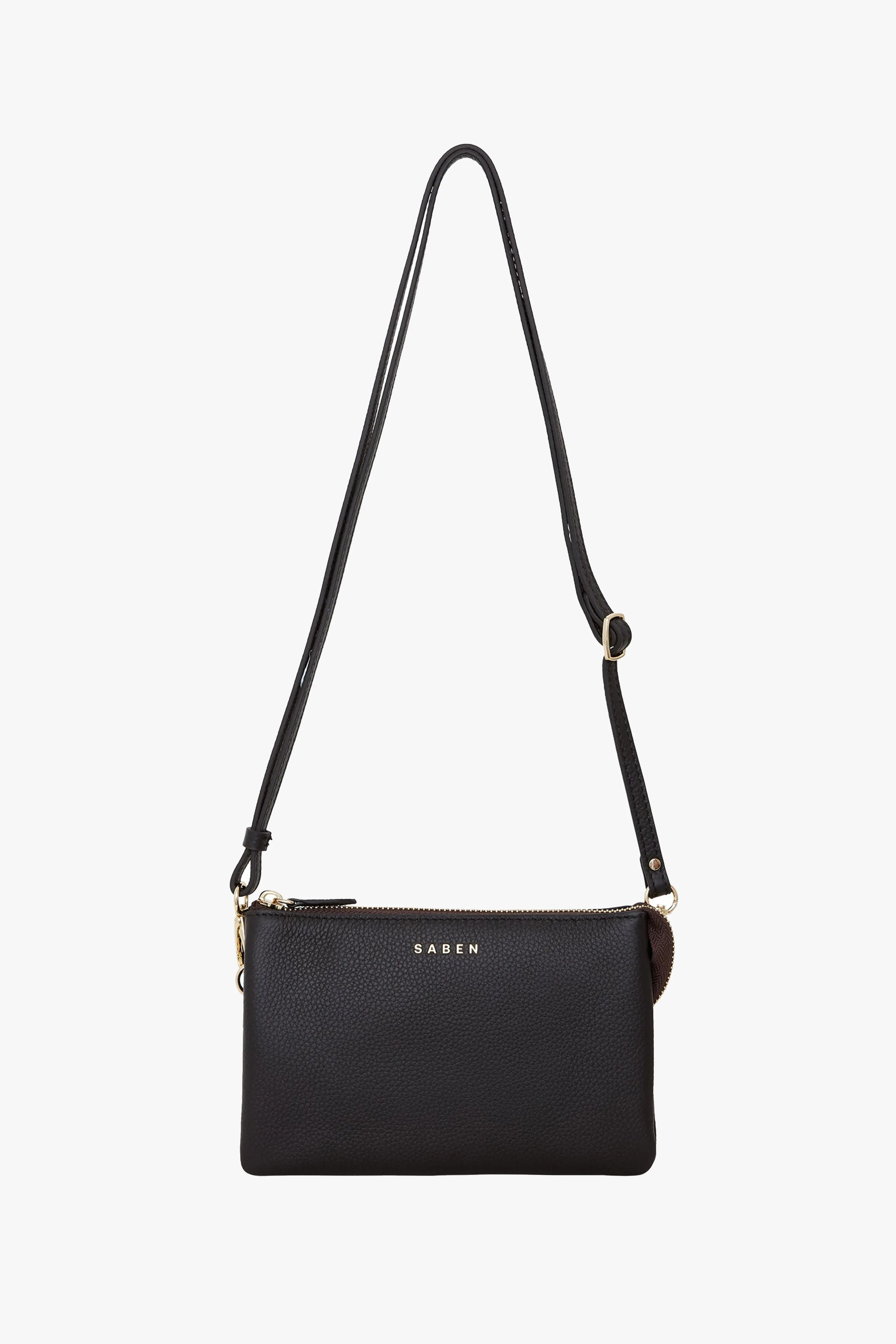Tilly Multi Pocket Black Leather Crossbody Clutch