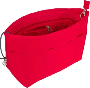 Time Wing Purse Organizer Insert Tote Handbag Organizer Divider Bag in Bag Shaper Liner Multi Pockets Compartments Zippers Key Chain Large Red