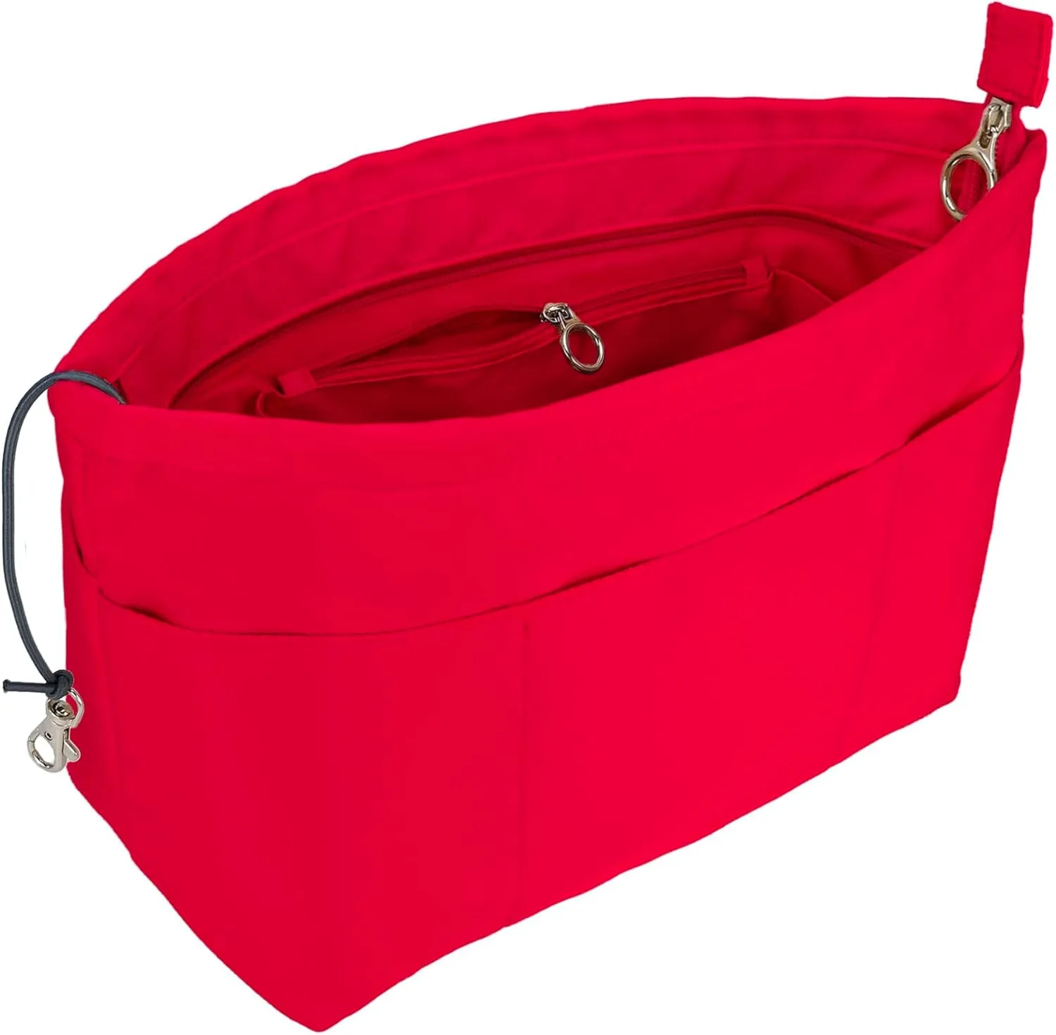 Time Wing Purse Organizer Insert Tote Handbag Organizer Divider Bag in Bag Shaper Liner Multi Pockets Compartments Zippers Key Chain Large Red