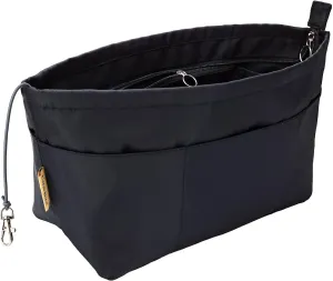 Time Wing Purse Organizer Insert Tote Handbag Organizer Divider Bag in Bag Shaper Liner Multi Pockets Compartments Zippers Key Chain Medium Black