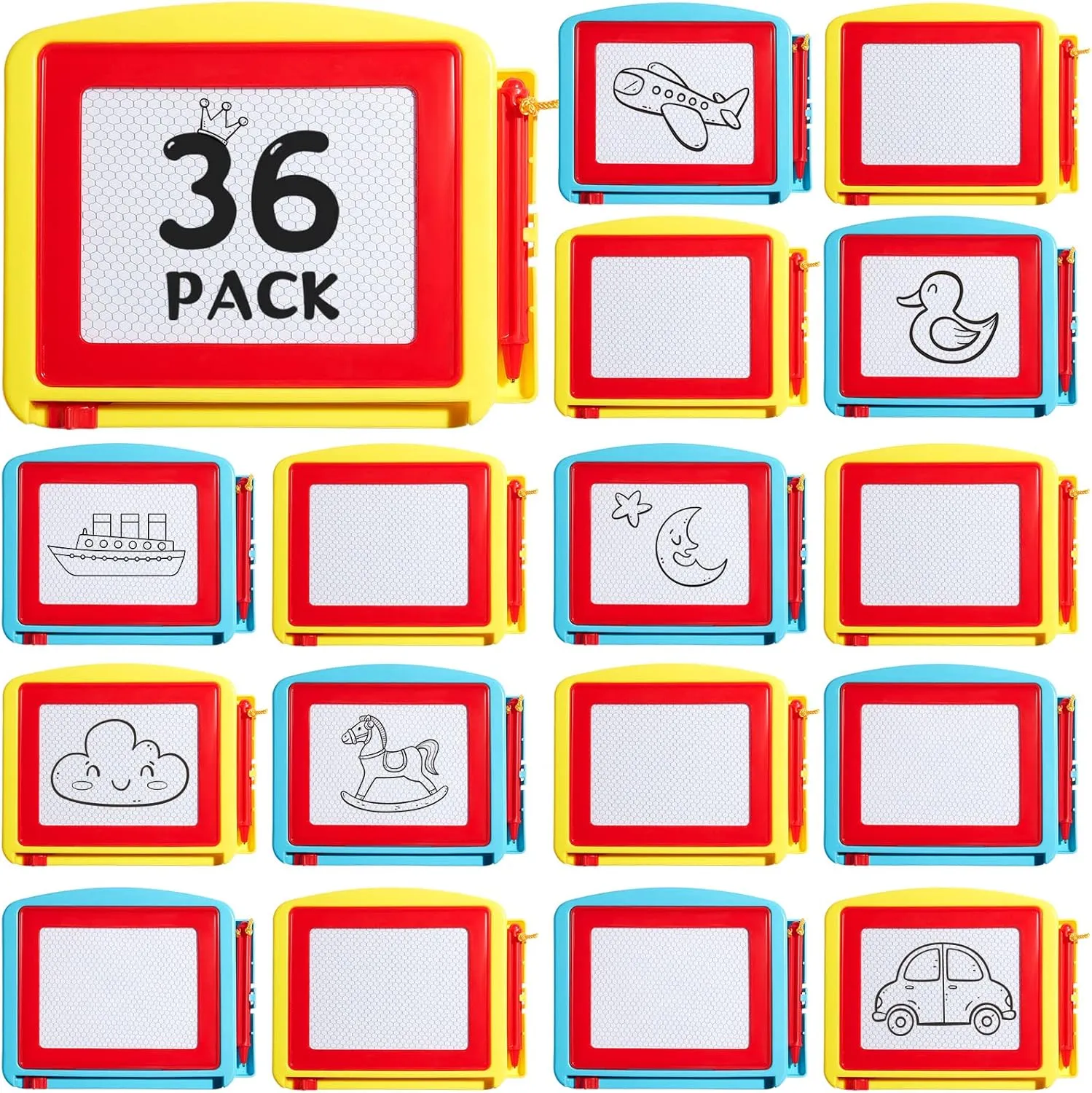 Tinlade 36 Pack Mini Magnetic Drawing Board for Kids, Erasable Mini Doodle Boards, Writing Sketch and Painting Pad Set, Small Magnetic Drawing Boards for Classroom Rewards Party Favors