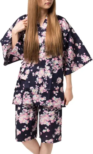 Tokyoin Japanese Traditional Relaxation Wear Kawaii Kimono Casual Jimbei set2 100% Cotton.