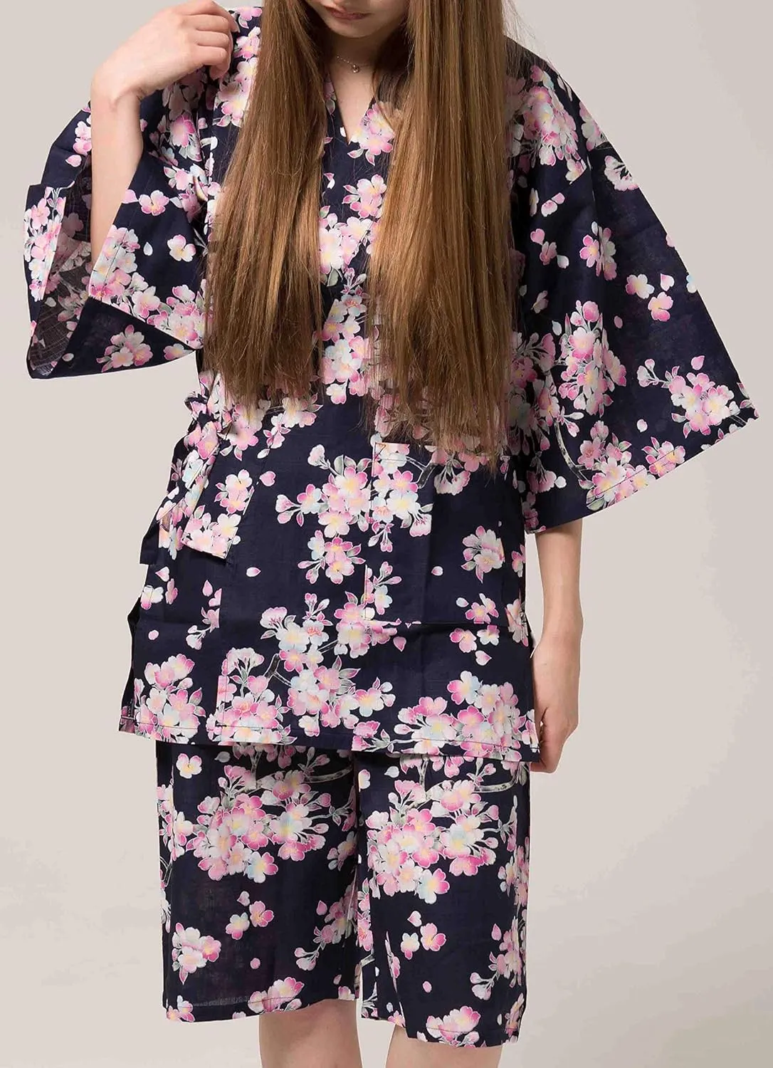 Tokyoin Japanese Traditional Relaxation Wear Kawaii Kimono Casual Jimbei set2 100% Cotton.