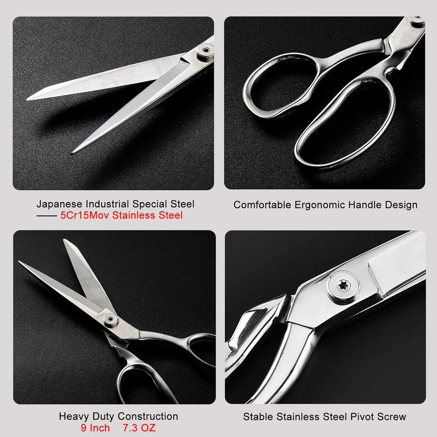 TONMA Sewing Scissors [Made in Japan] 9 Inch Professional Fabric Scissors, Industrial Japanese Solid Stainless Steel Dressmaker Tailor Shears, Ideal for Cutting Cloth Denim Leather, Mirror Finish