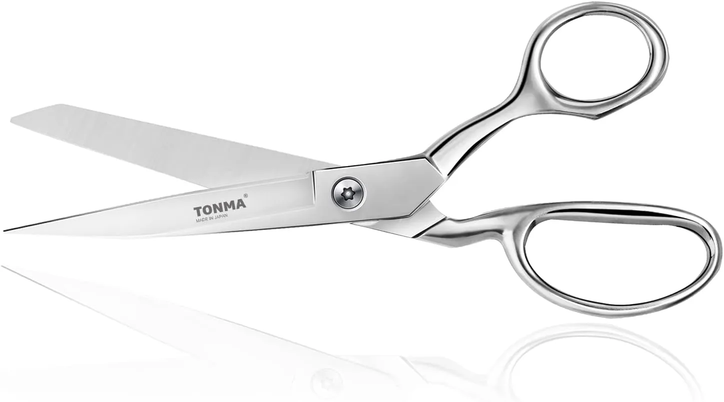 TONMA Sewing Scissors [Made in Japan] 9 Inch Professional Fabric Scissors, Industrial Japanese Solid Stainless Steel Dressmaker Tailor Shears, Ideal for Cutting Cloth Denim Leather, Mirror Finish
