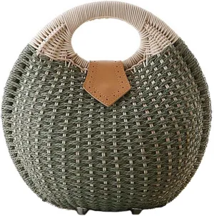TONWHAR® Lady's Stylish Shell Shape Straw Tote Handbag Rattan Beach Bag