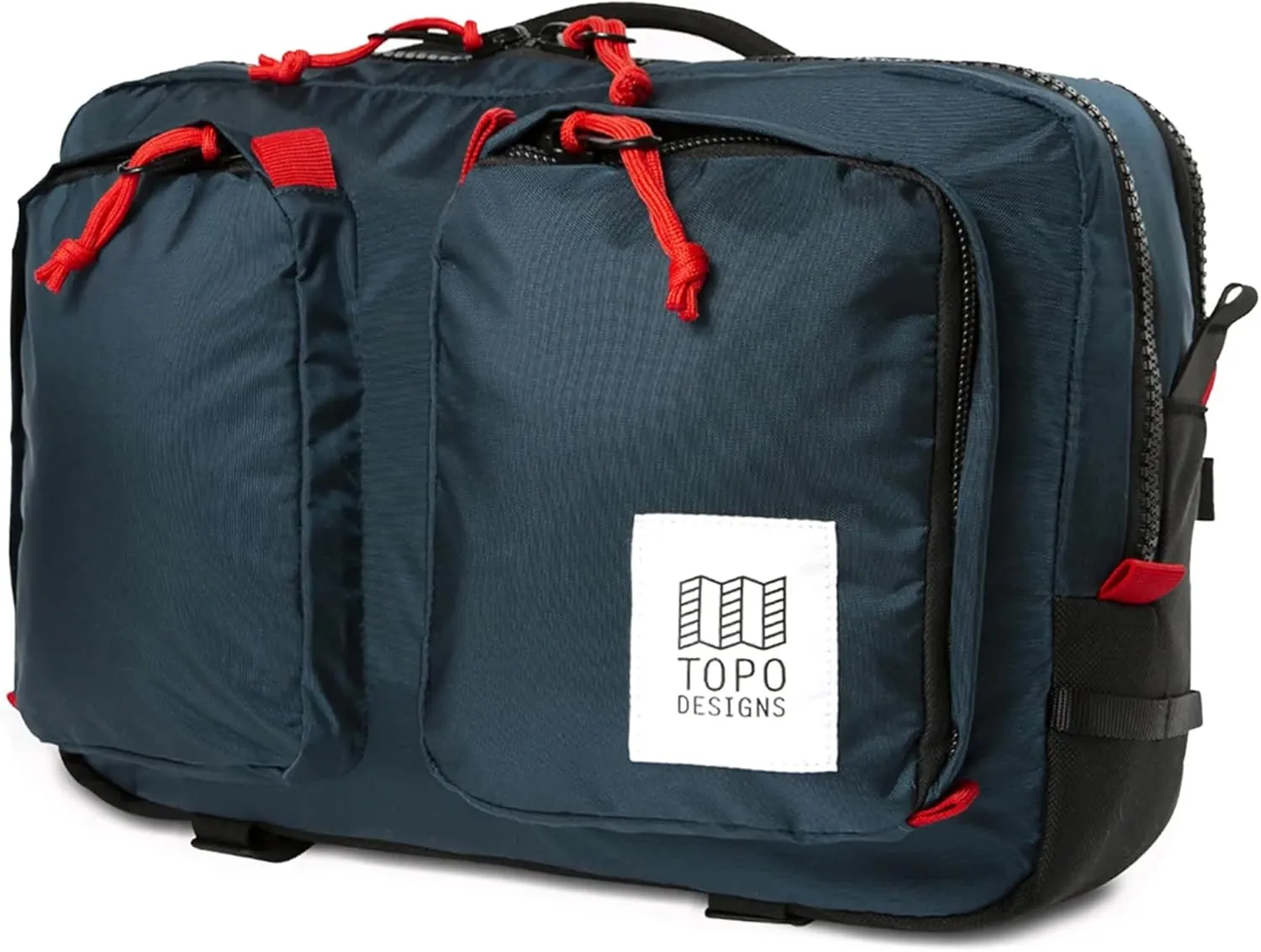Topo Designs Global Briefcase - Bold Daily Carry Bag, Commuting Travel Pack with Oversized Zips, Signature Denver Style (Eco-Friendly/Navy)