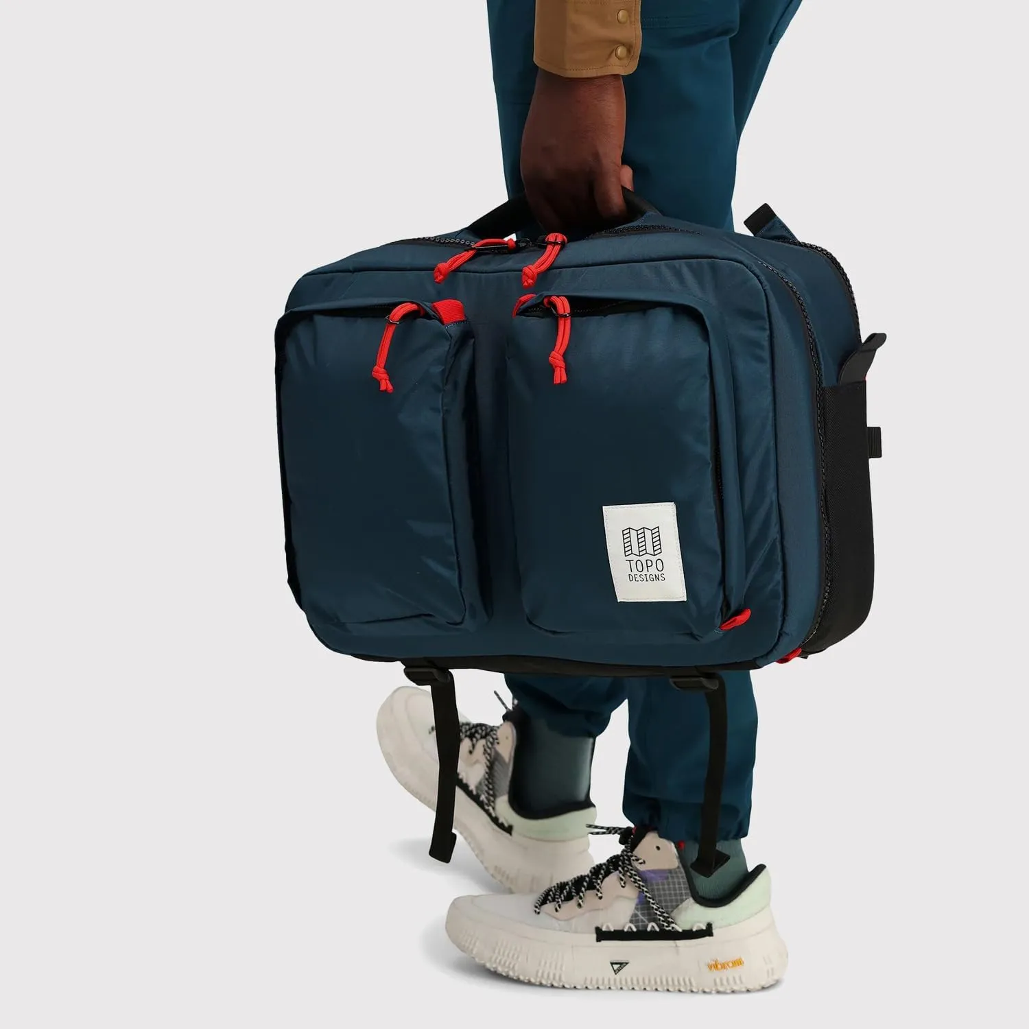 Topo Designs Global Briefcase - Bold Daily Carry Bag, Commuting Travel Pack with Oversized Zips, Signature Denver Style (Eco-Friendly/Navy)