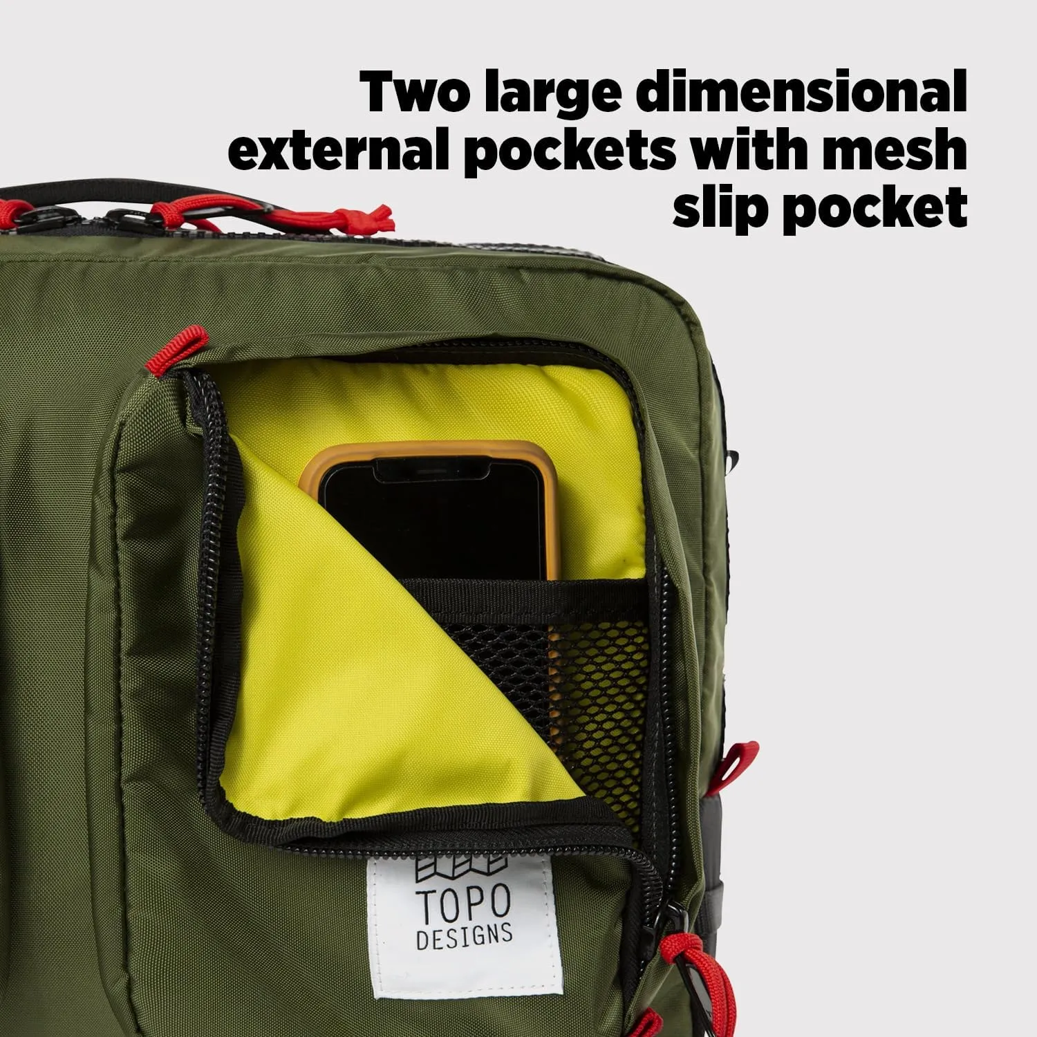 Topo Designs Global Briefcase - Bold Daily Carry Bag, Commuting Travel Pack with Oversized Zips, Signature Denver Style (Eco-Friendly/Pond Blue/Spice)