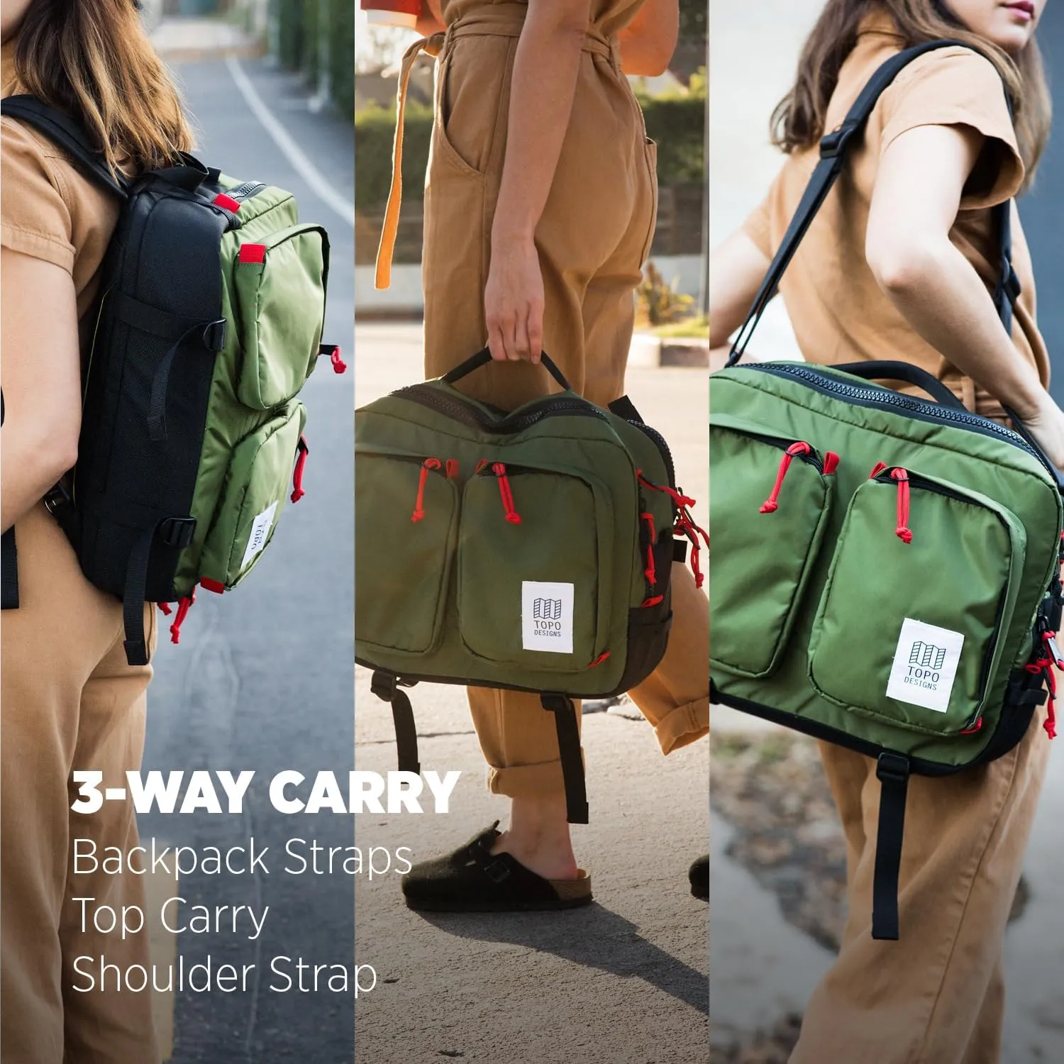 Topo Designs Global Briefcase - Bold Daily Carry Bag, Commuting Travel Pack with Oversized Zips, Signature Denver Style (Eco-Friendly/Pond Blue/Spice)