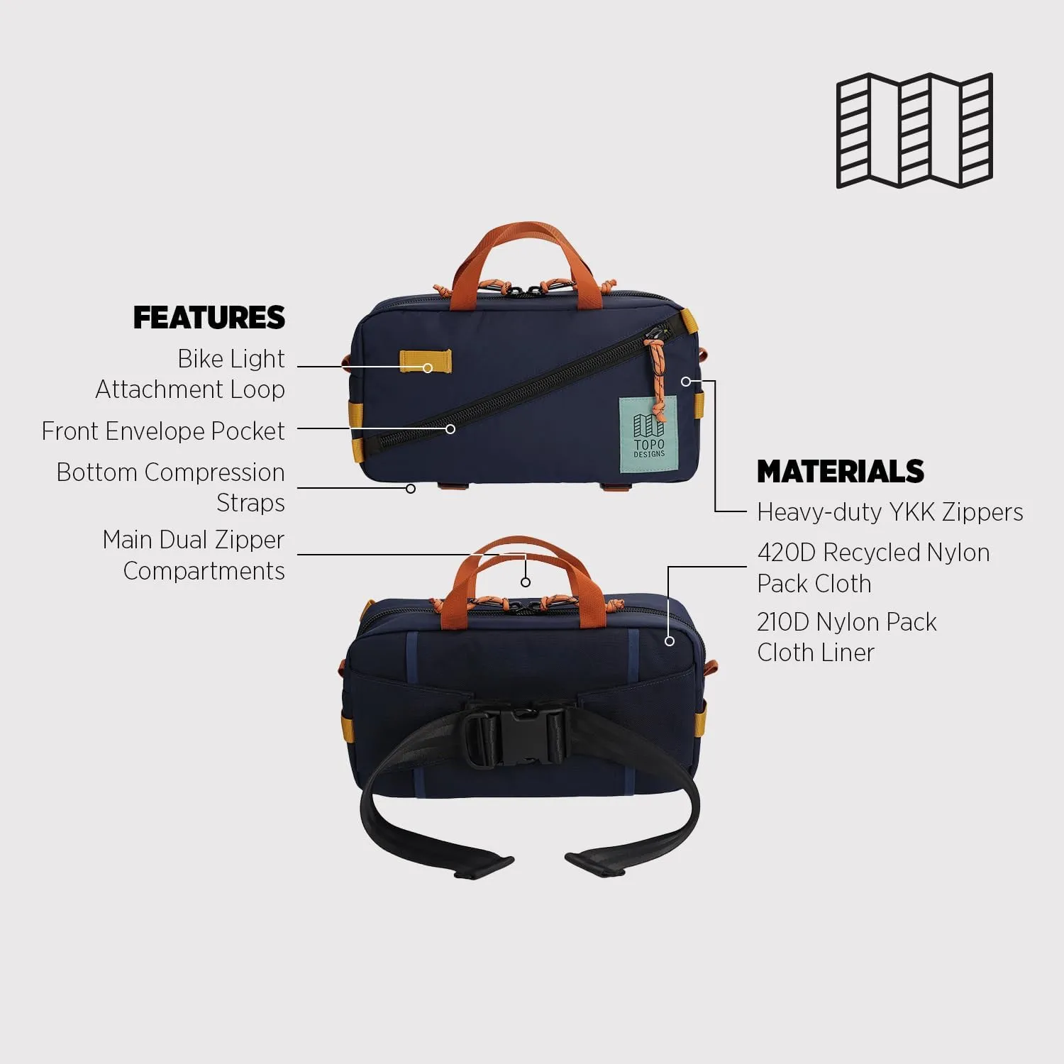 Topo Designs Quick Pack, Black, One Size