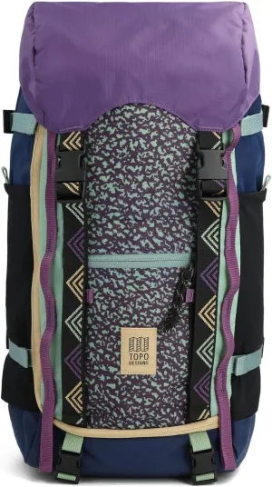 Topo Designs Rover Trail Pack 22L, Molded Back Panel, Waist Belt, Water Bottle Pockets, Bluesign Approved (Loganberry/Crackle)