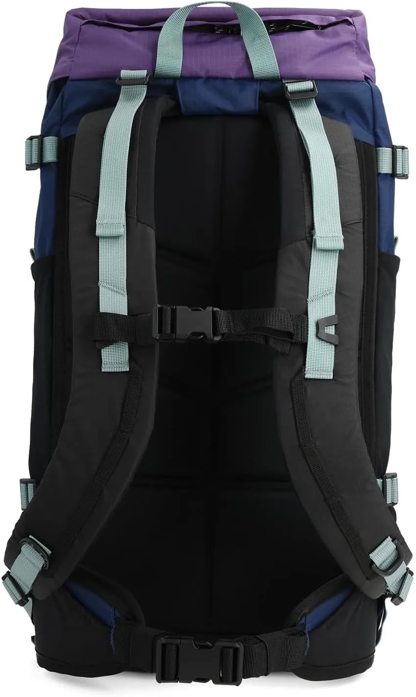 Topo Designs Rover Trail Pack 22L, Molded Back Panel, Waist Belt, Water Bottle Pockets, Bluesign Approved (Loganberry/Crackle)