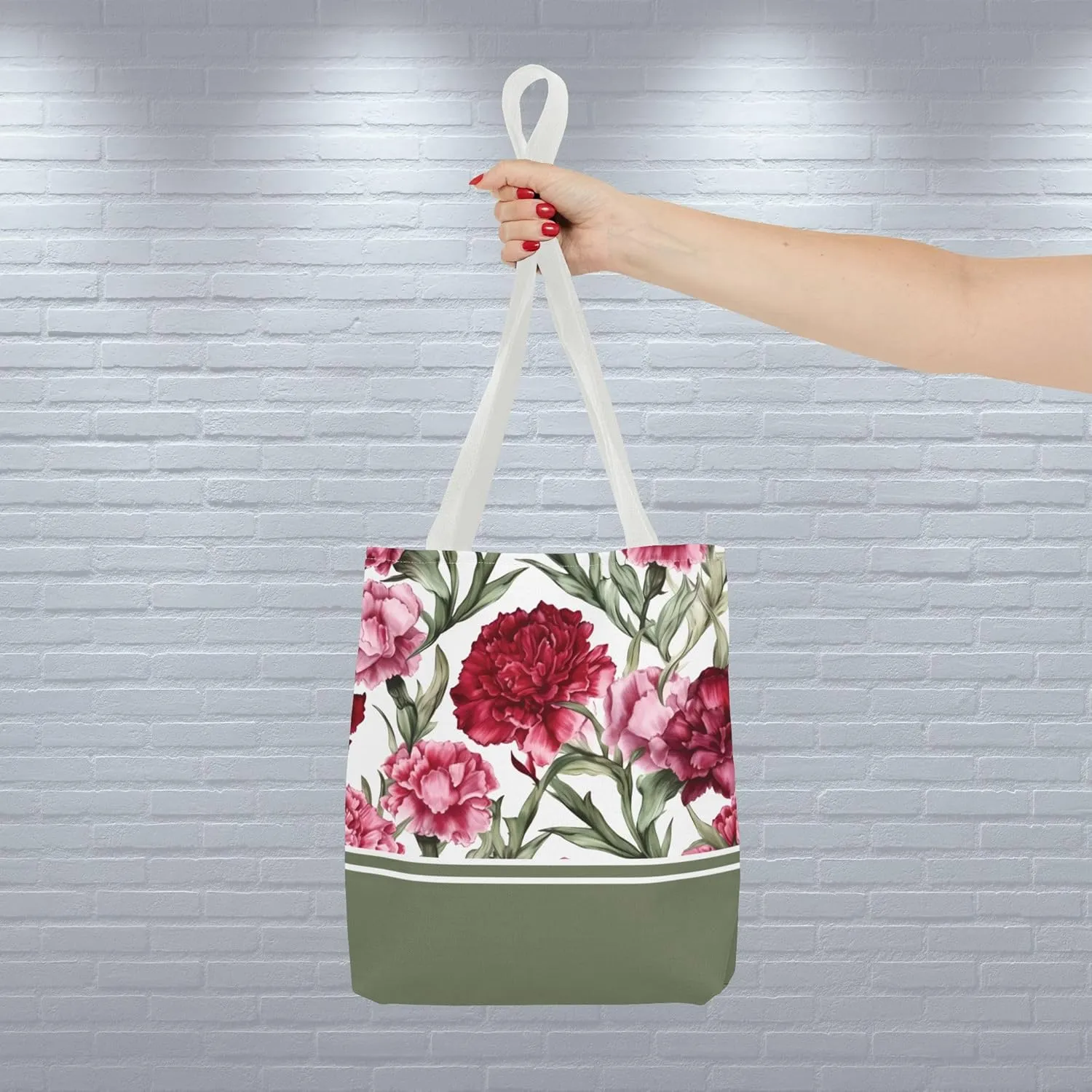 Tote Bag Birth Month January Carnation Flower Birthday Gift Casual Reusable Handbags for Shopping Work, 13 x 13 Inches (S)