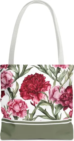 Tote Bag Birth Month January Carnation Flower Birthday Gift Casual Reusable Handbags for Shopping Work, 13 x 13 Inches (S)