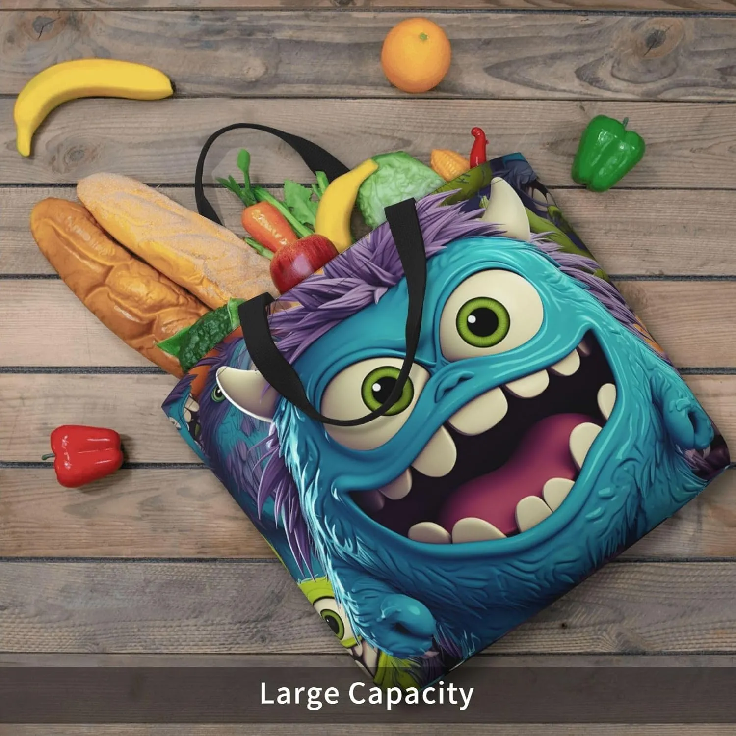 Tote Bag for Women Cartoon Pears Shoulder Bag with Zipper Handbag Large Capacity Reusable Grocery Bag