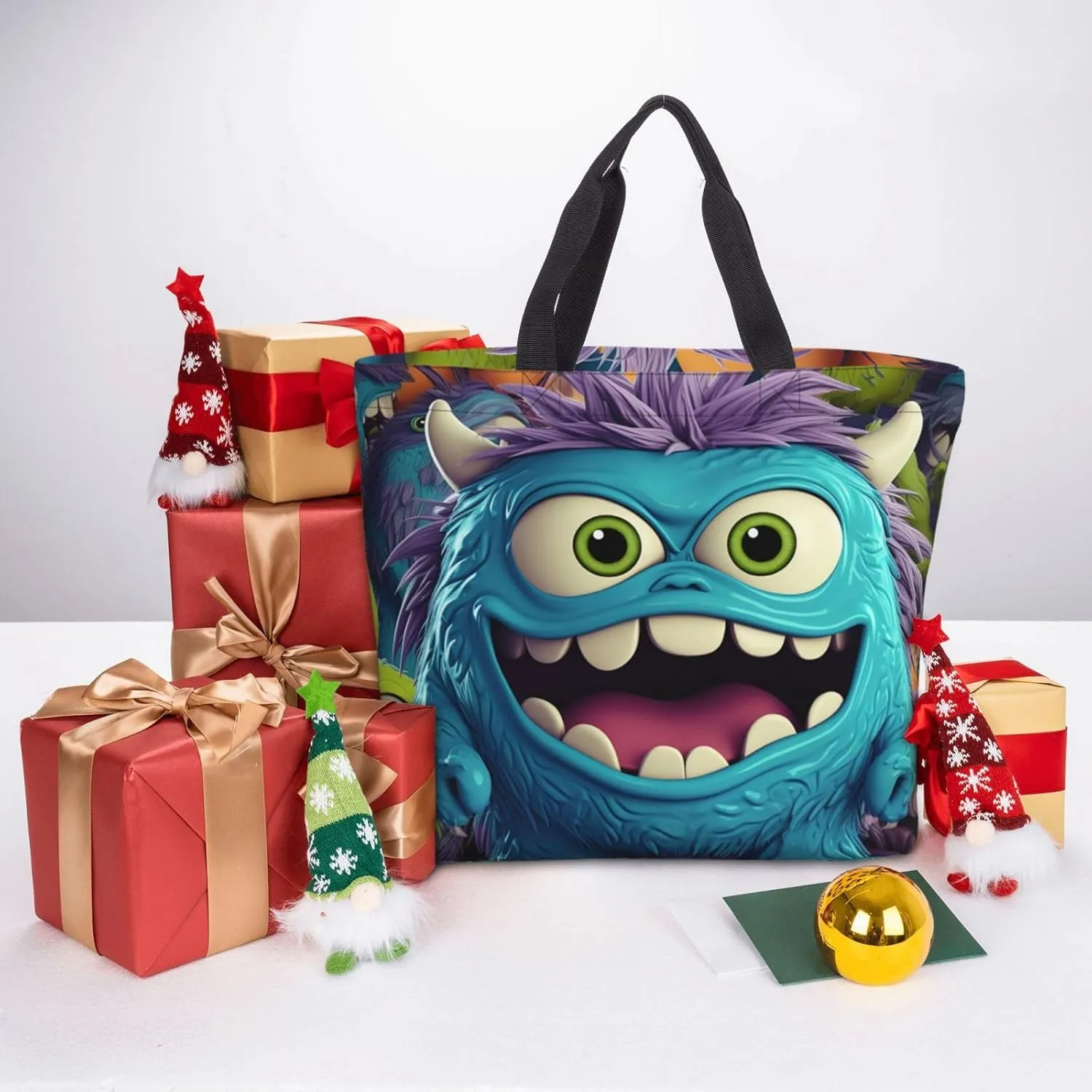 Tote Bag for Women Cartoon Pears Shoulder Bag with Zipper Handbag Large Capacity Reusable Grocery Bag