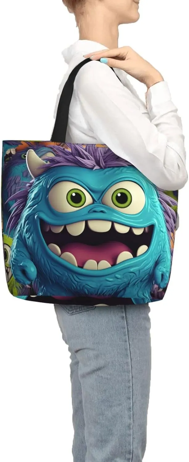 Tote Bag for Women Cartoon Pears Shoulder Bag with Zipper Handbag Large Capacity Reusable Grocery Bag