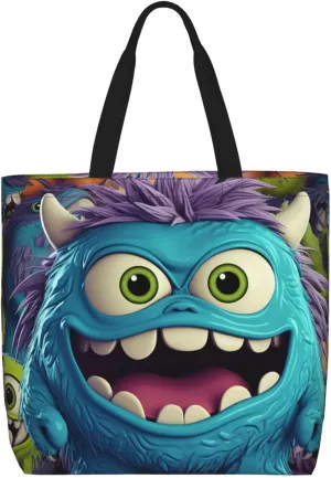 Tote Bag for Women Cartoon Pears Shoulder Bag with Zipper Handbag Large Capacity Reusable Grocery Bag