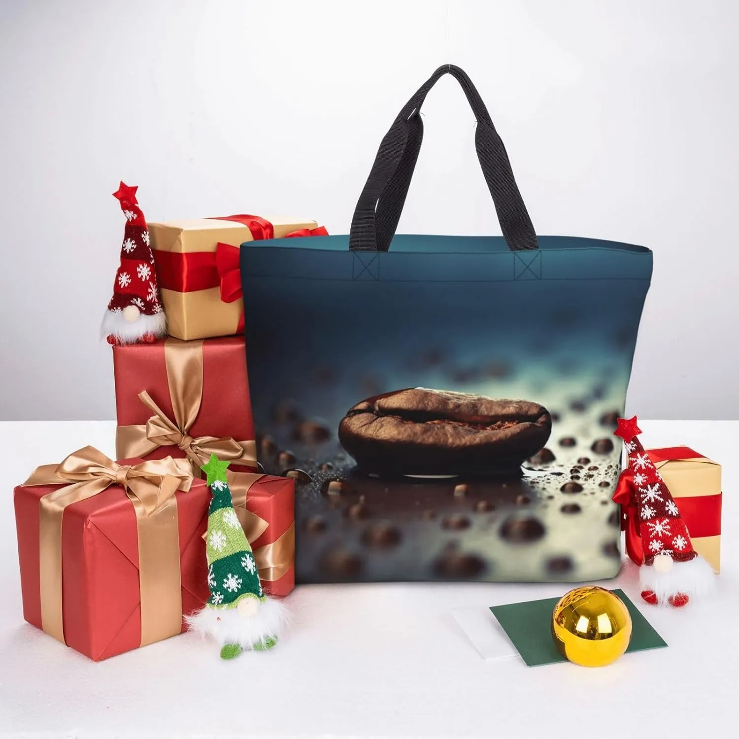 Tote Bag for Women Coffee between raindrops Shoulder Bag with Zipper Handbag Large Capacity Reusable Grocery Bag