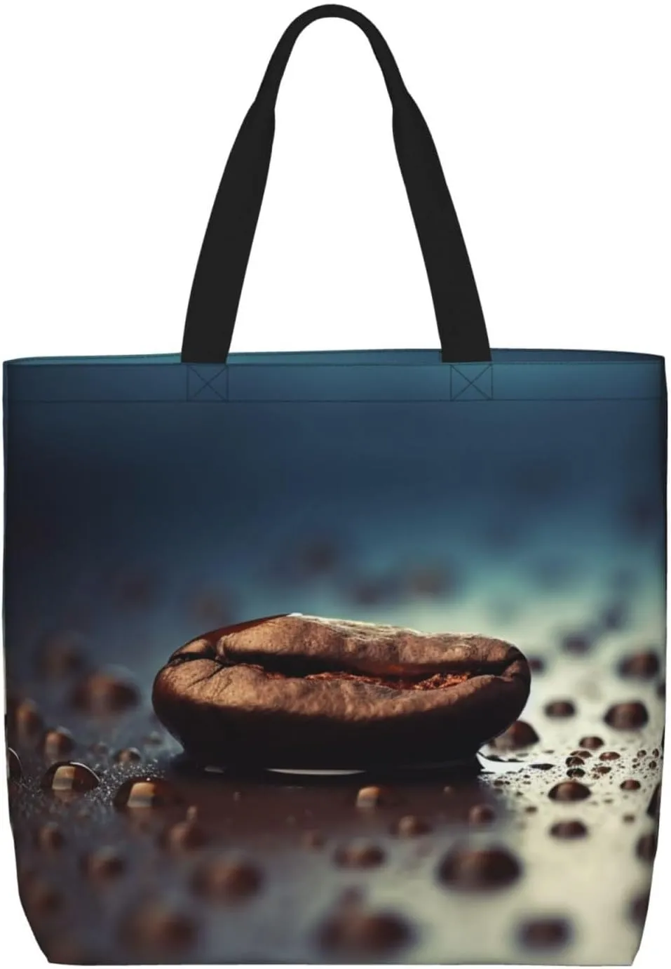 Tote Bag for Women Coffee between raindrops Shoulder Bag with Zipper Handbag Large Capacity Reusable Grocery Bag