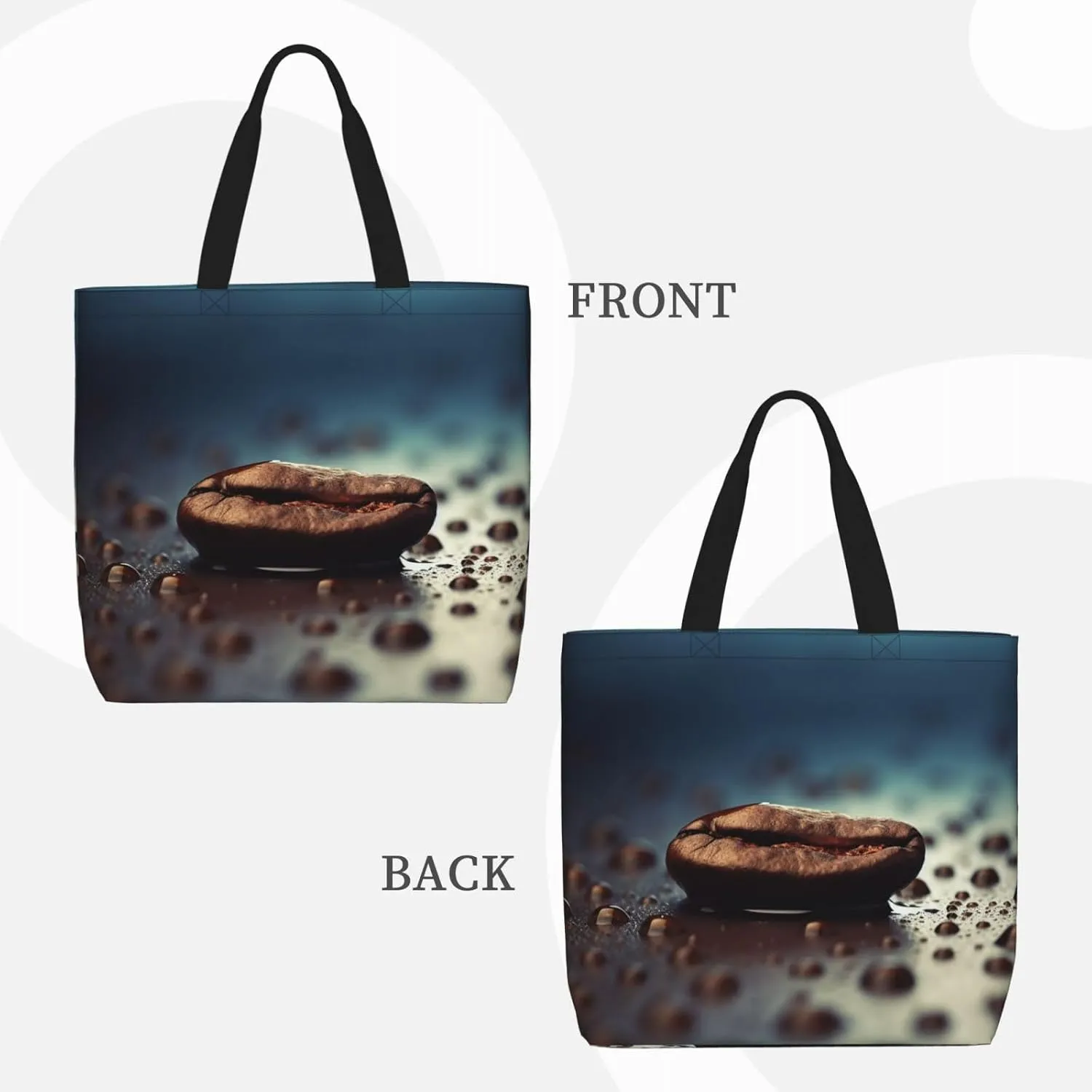 Tote Bag for Women Coffee between raindrops Shoulder Bag with Zipper Handbag Large Capacity Reusable Grocery Bag
