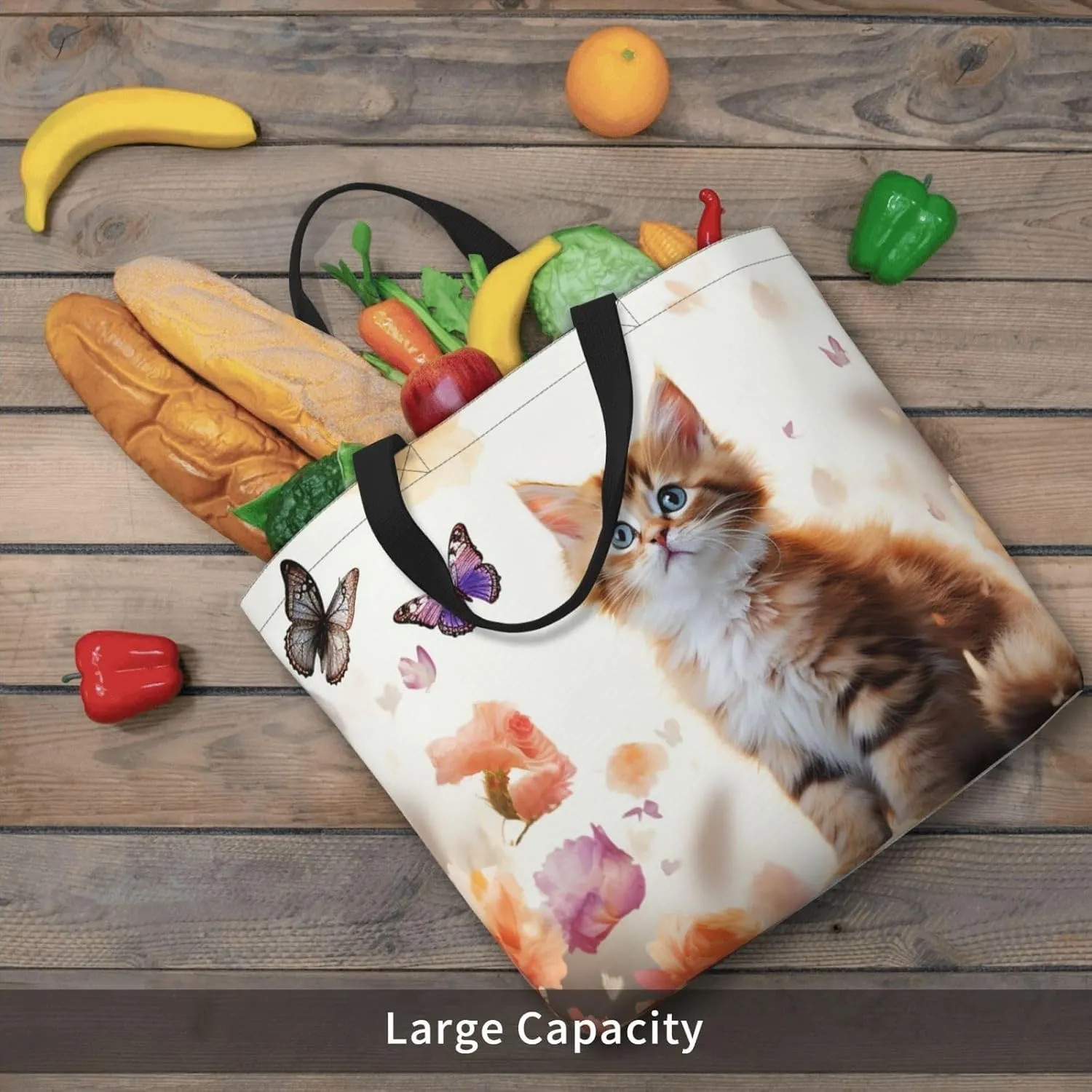 Tote Bag for Women Cute Owls Shoulder Bag with Zipper Handbag Large Capacity Reusable Grocery Bag