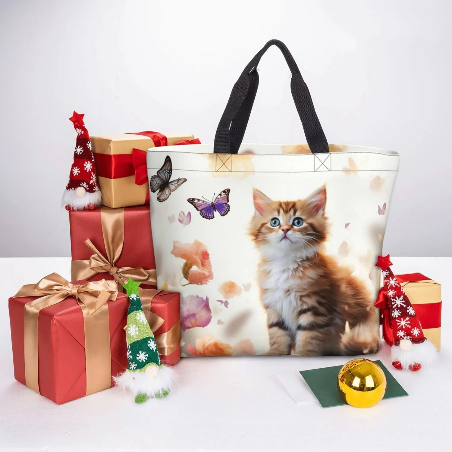 Tote Bag for Women Cute Owls Shoulder Bag with Zipper Handbag Large Capacity Reusable Grocery Bag