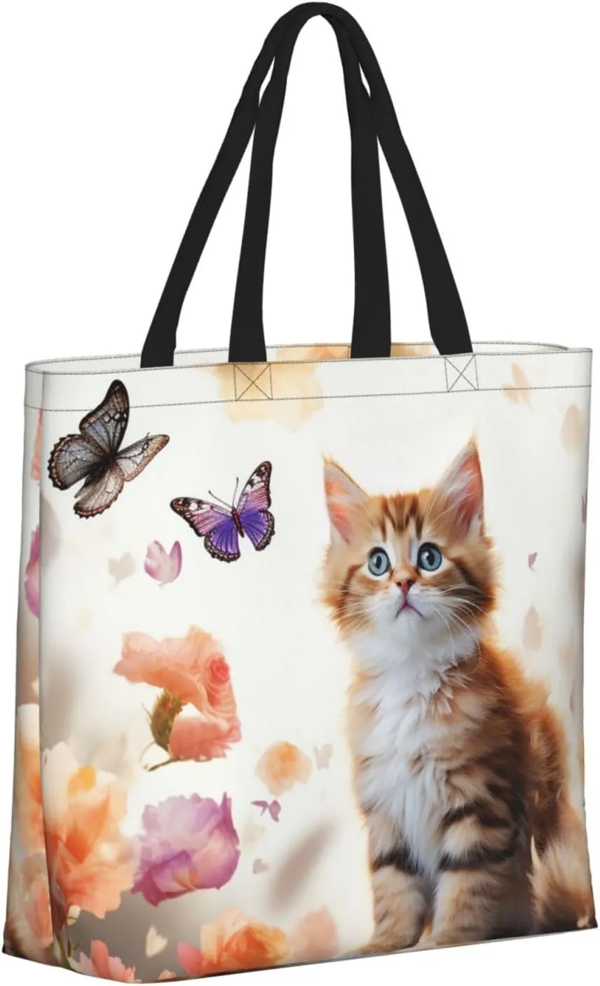 Tote Bag for Women Cute Owls Shoulder Bag with Zipper Handbag Large Capacity Reusable Grocery Bag