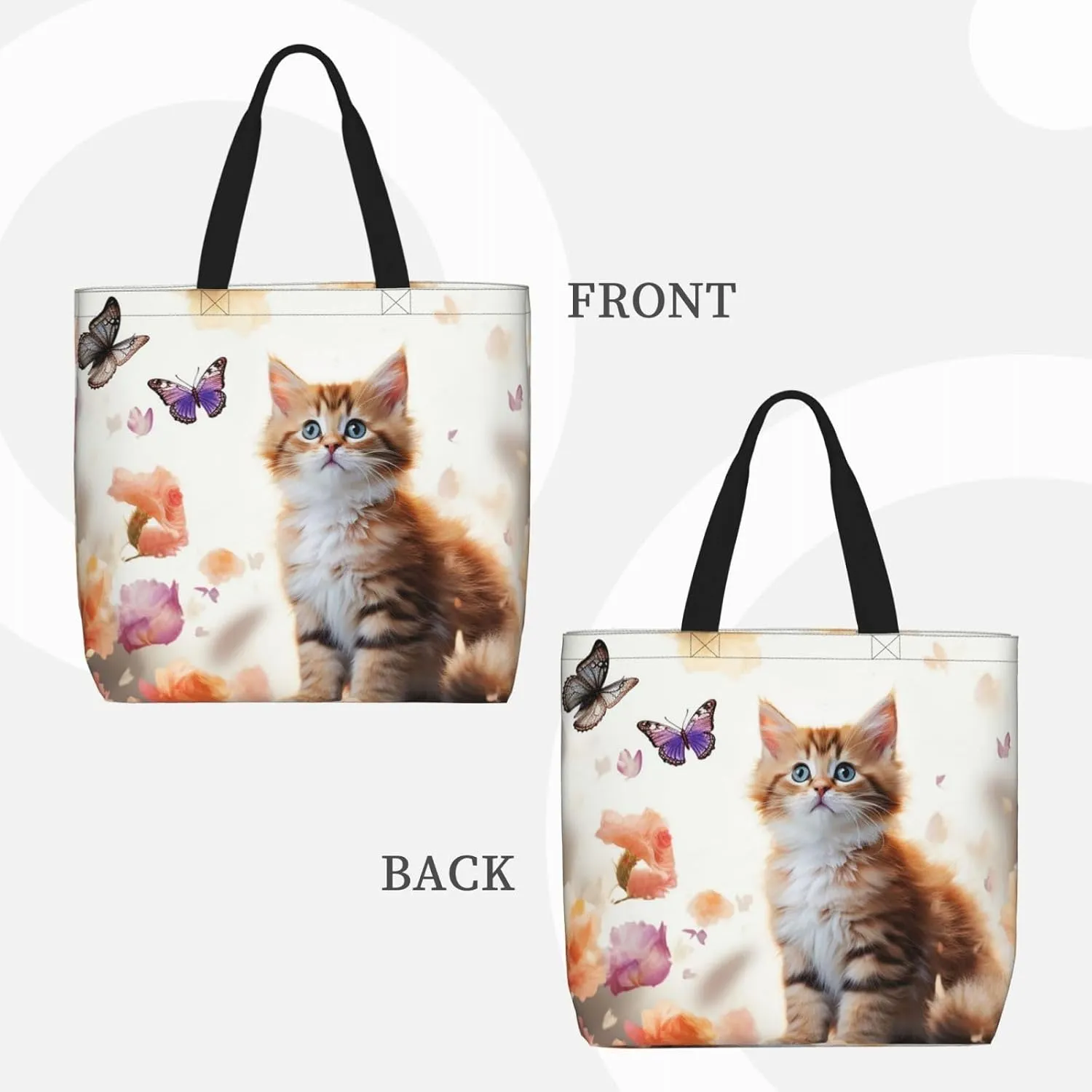 Tote Bag for Women Cute Owls Shoulder Bag with Zipper Handbag Large Capacity Reusable Grocery Bag