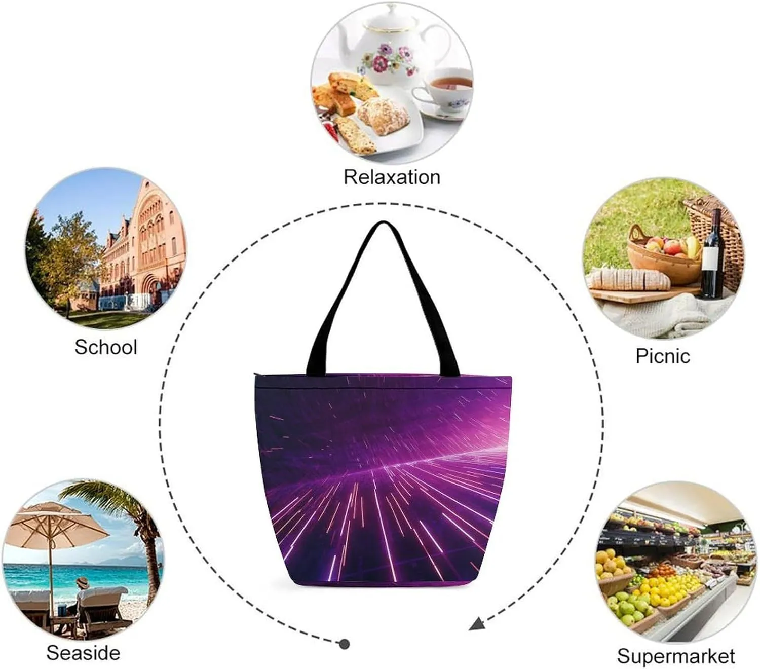 Tote Bag for Women Grocery Bag Rabbit Holding Heart Foldable Shopping Bags Reusable Large Tote Bag