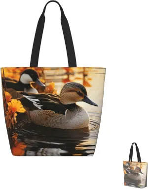 Tote Bag for Women Grocery Bag Reusable Shopping Bag Elephant white pattern Handbag Foldable Shoulder Bag