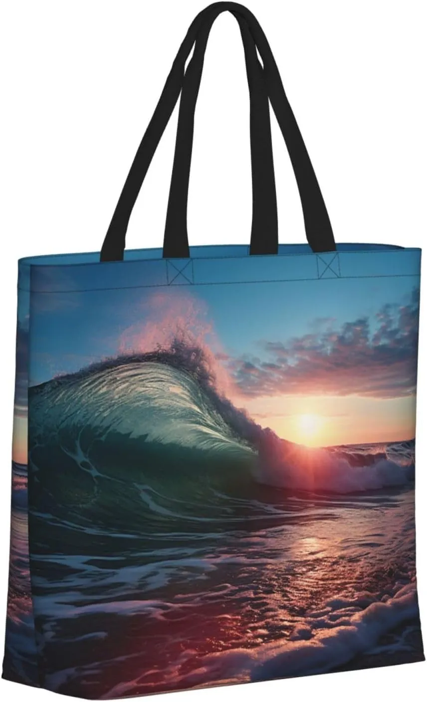 Tote Bag for Women Grocery Bag Reusable Shopping Bag Owl on a branch Handbag Foldable Shoulder Bag