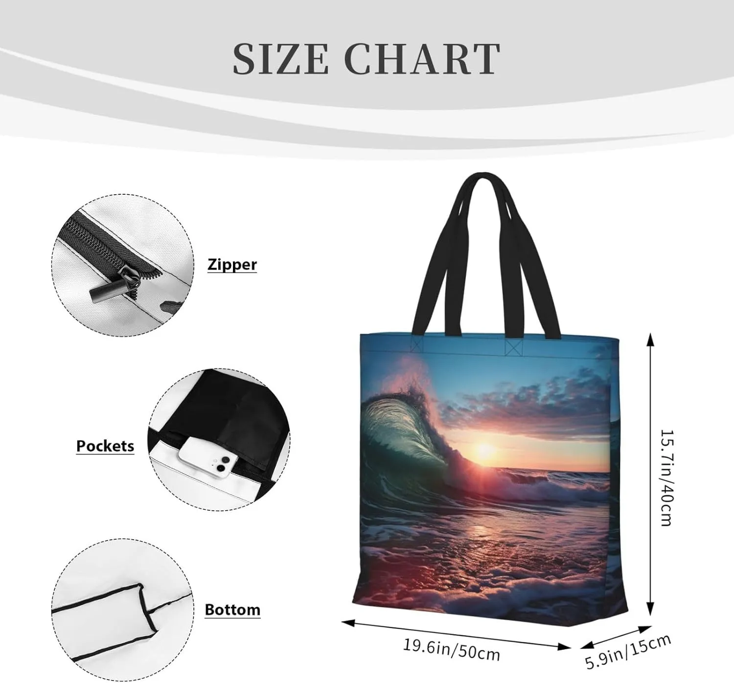Tote Bag for Women Grocery Bag Reusable Shopping Bag Owl on a branch Handbag Foldable Shoulder Bag