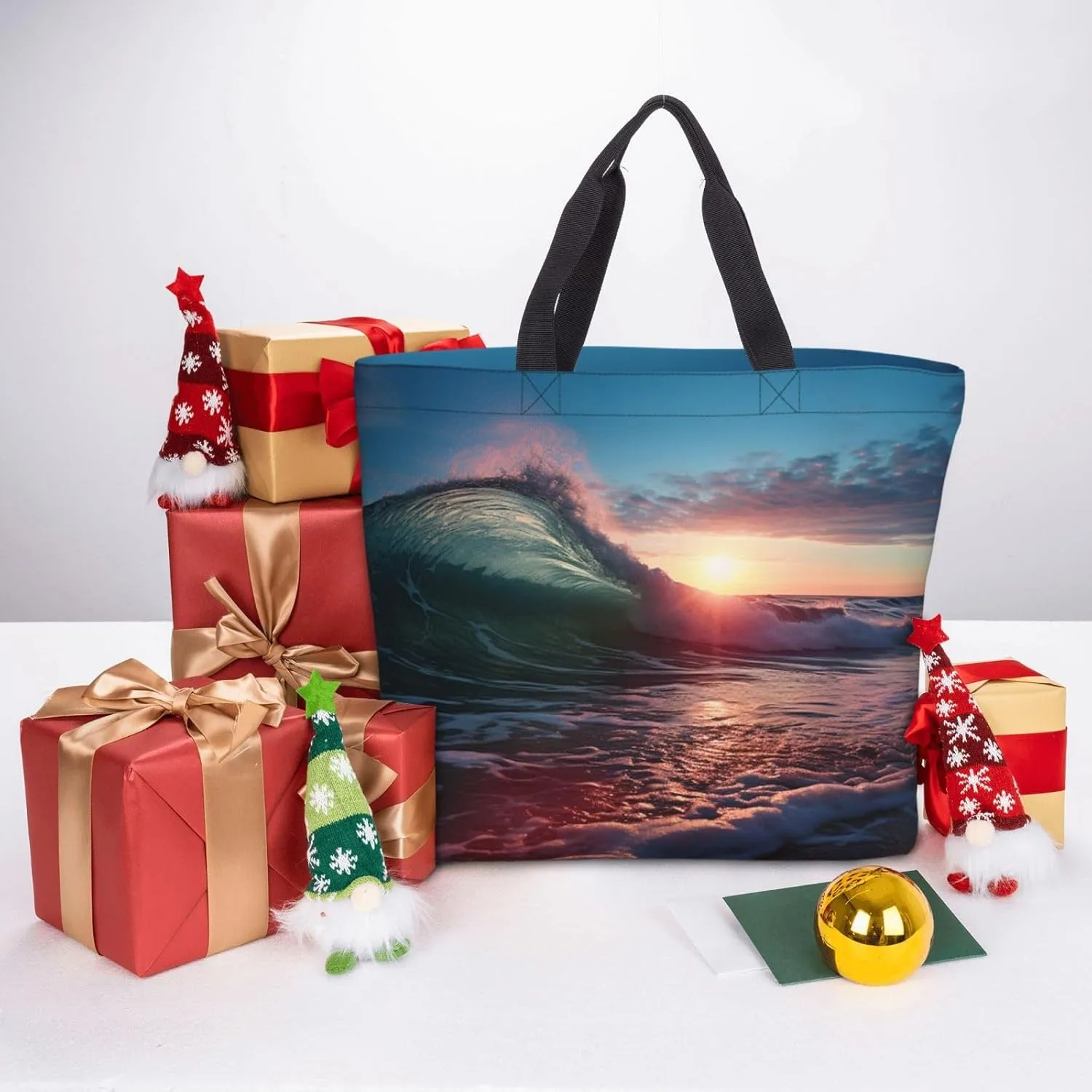 Tote Bag for Women Grocery Bag Reusable Shopping Bag Owl on a branch Handbag Foldable Shoulder Bag