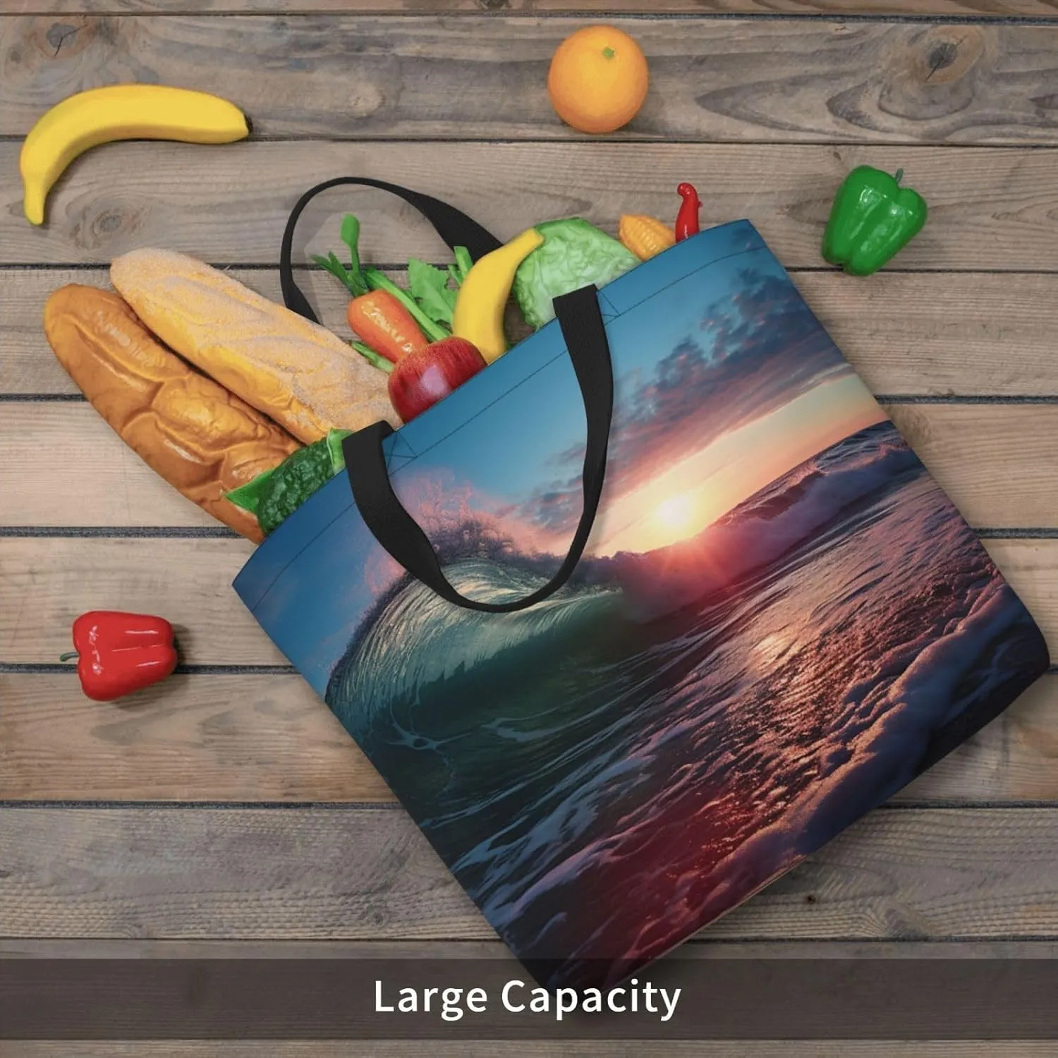 Tote Bag for Women Grocery Bag Reusable Shopping Bag Owl on a branch Handbag Foldable Shoulder Bag