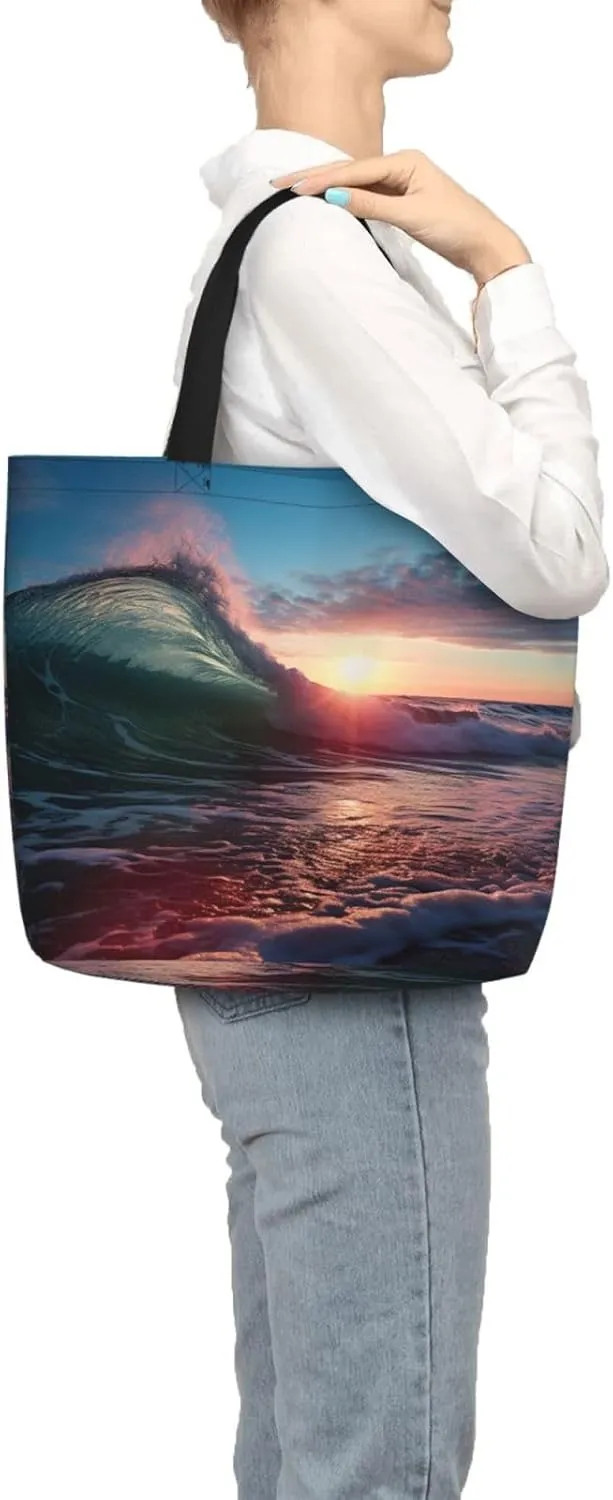 Tote Bag for Women Grocery Bag Reusable Shopping Bag Owl on a branch Handbag Foldable Shoulder Bag