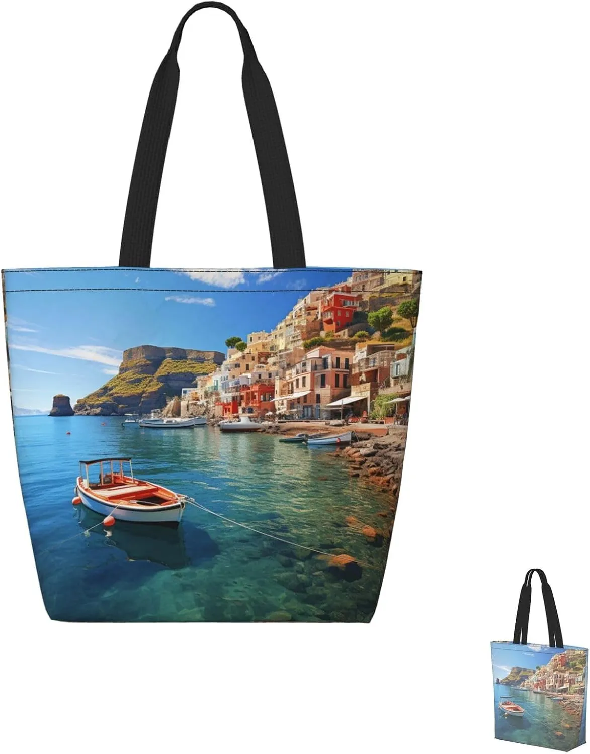 Tote Bag for Women Grocery Bag Reusable Shopping Bag Tiger Colorful Sunset Handbag Foldable Shoulder Bag