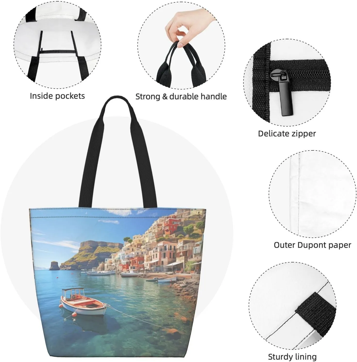 Tote Bag for Women Grocery Bag Reusable Shopping Bag Tiger Colorful Sunset Handbag Foldable Shoulder Bag