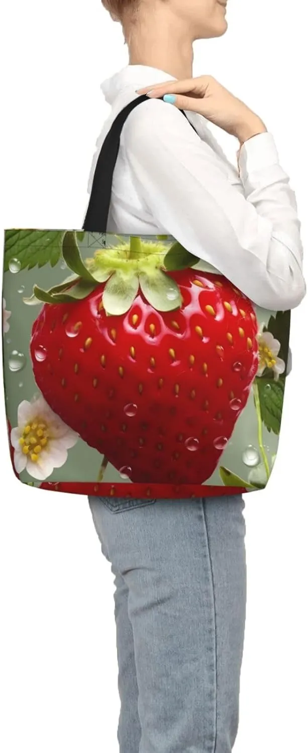 Tote Bag for Women Plaid Red and Black Shoulder Bag with Zipper Handbag Large Capacity Reusable Grocery Bag