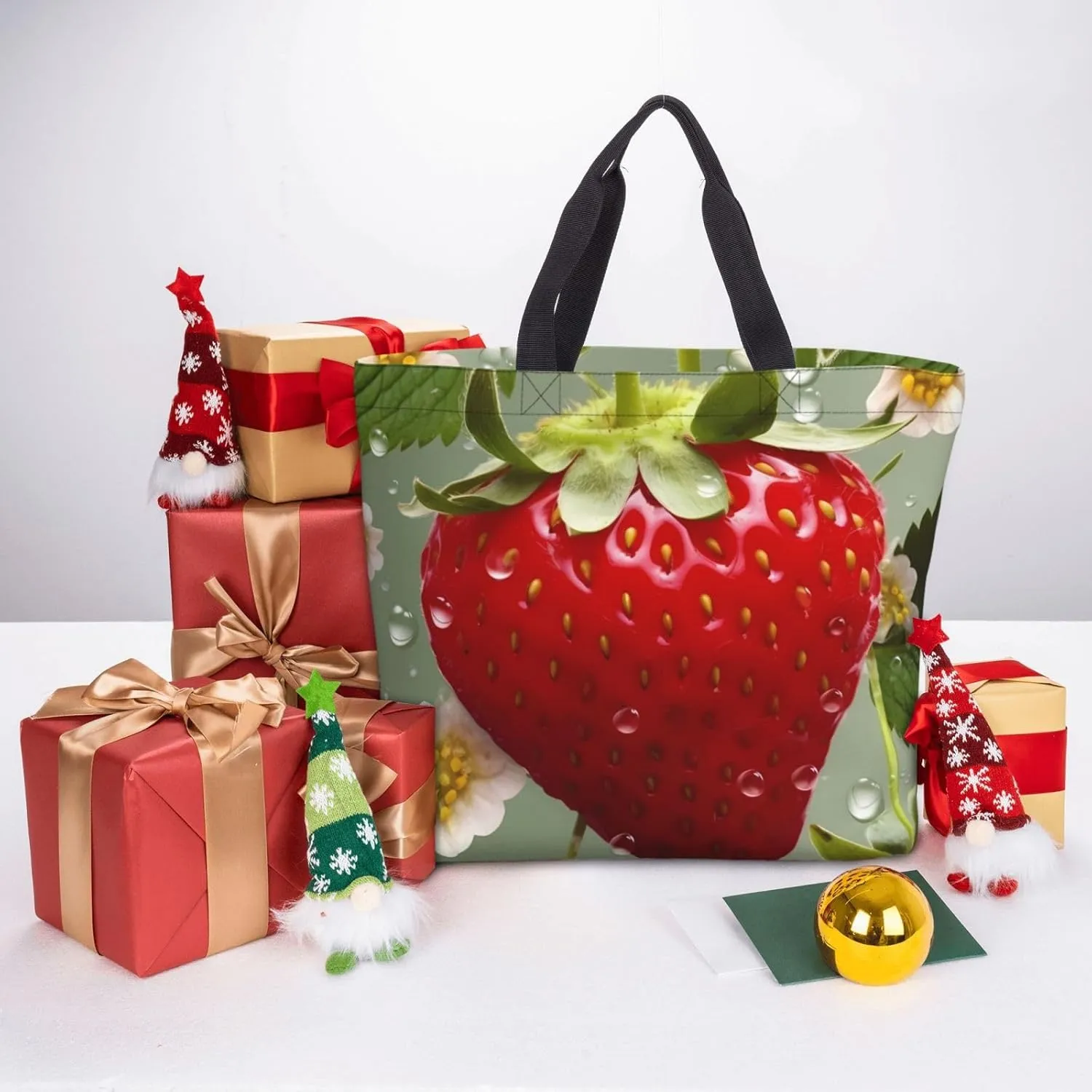 Tote Bag for Women Plaid Red and Black Shoulder Bag with Zipper Handbag Large Capacity Reusable Grocery Bag
