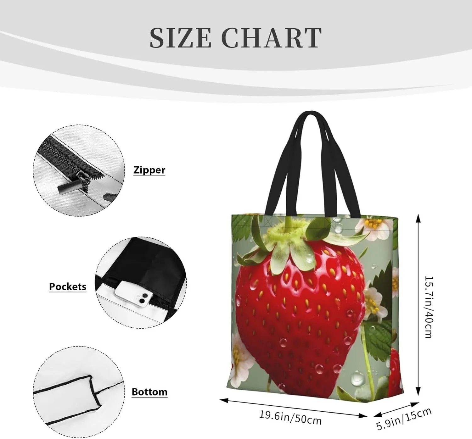 Tote Bag for Women Plaid Red and Black Shoulder Bag with Zipper Handbag Large Capacity Reusable Grocery Bag