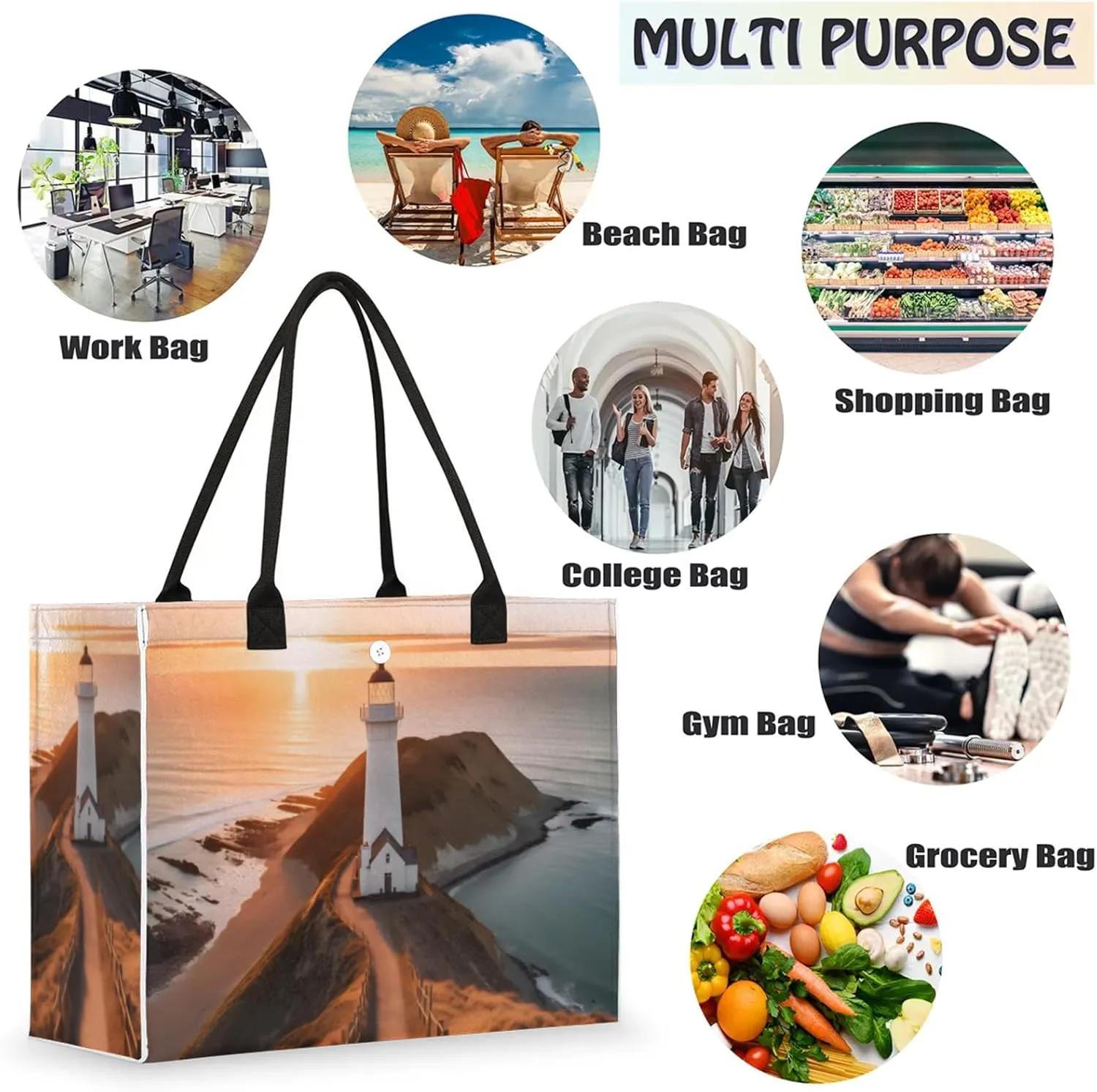 Tote Bag for Women Reusable Canvas Shoulder Bag